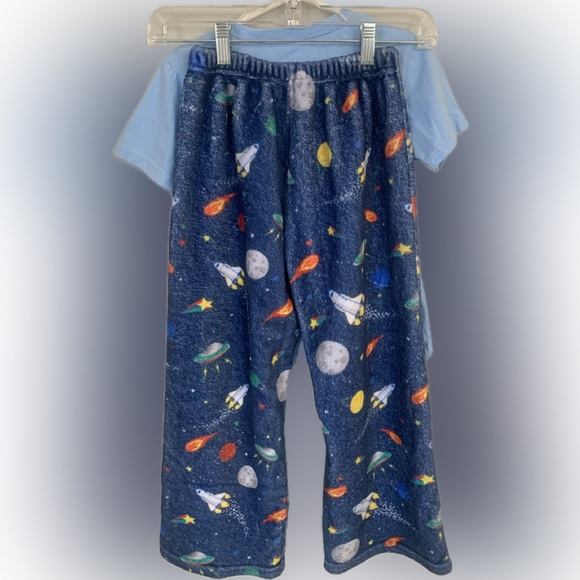 Iscream Boy’s 6 8 blue space plush fleece pj pants Superman T-shirt pajamas Set - Picture 3 of 6